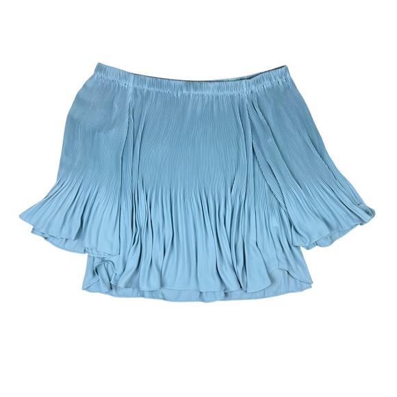 Vince Camuto Light Blue Accordion Pleated Off the Shoulder Bell Sleeve Blouse - Picture 9 of 12